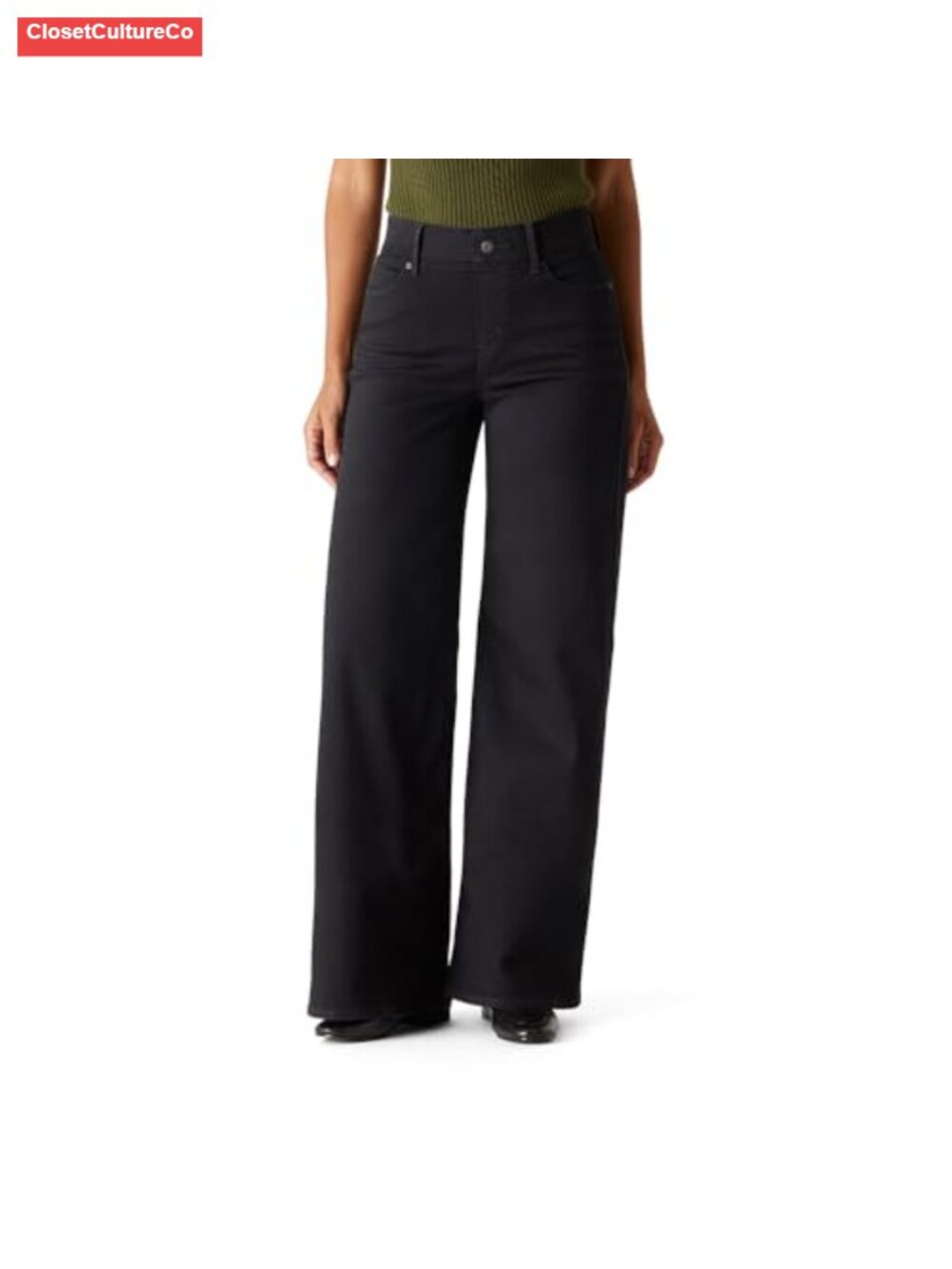 Women's Totally Shaping Pull On Wide Leg Jeans Mid Rise Stretch Denim